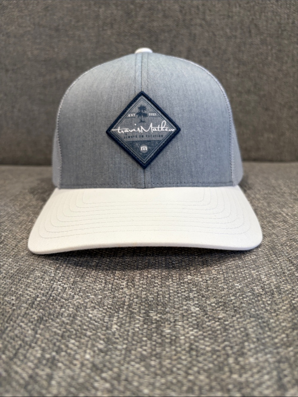 Travis Mathew Light Gray Crown with White Bill Patch Hat (New)